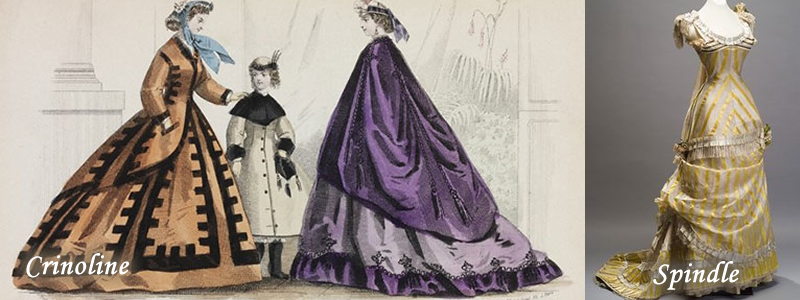 crinoline dress verses the spindle as introduced by Pauline von Metternich